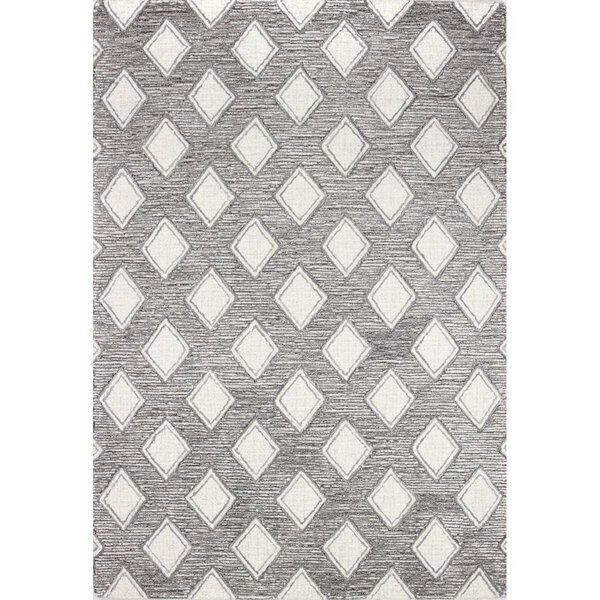 Bashian 3 ft. 6 in. x 5 ft. 6 in. Venezia Collection 100 Percent Wool Hand Tufted Area Rug, Charcoal R120-CHAR-4X6-CL204